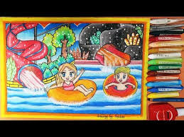 Cara Gambar Kolam Renang Water Boom Dan Gradasi Warna Oil Pastel Titi 12 Warna Youtube Pelajaran Seni Warna Cara Menggambar