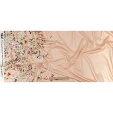 Stretch Cotton Sateen - Pink Floral Border - La Marche des Fleurs Print -  Mood Exclusive Jacques Collection