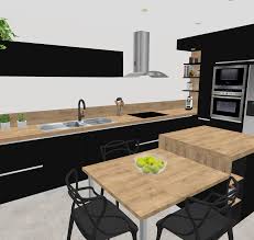 Cuisine moderne noir et bois. Projet Client Une Cuisine En Noir Et Bois Sonia Saelens Deco