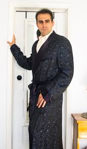 Maybe you would like to learn more about one of these? Luxurious Vintage Blue Brocade Art Deco Smoking Jacket Robe The Fedora Lounge
