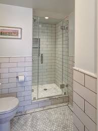 White Contemporary Bathroom With Shower Stall White Subway Tile Shower Bathroom Tile Designs Tile Bathroom