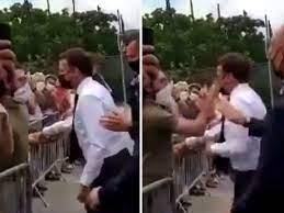 In video circulating on social media, mr macron, dressed in shirt sleeves. Jflghwylux794m