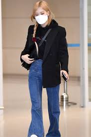 To me, celine is unrivaled, and hedi slimane has such. Blackpink Rose Approved Airport Outfit Blazer With Jeans Inkistyle