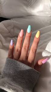 For some, the rainbow manicure trend — with every fingernail painted a different color — might feel a little intimidating. Lunasangel Best Acrylic Nails Pretty Acrylic Nails Summer Acrylic Nails