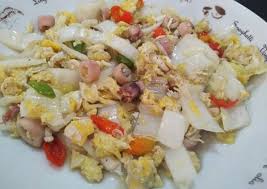 3 siung bawang putih, iris tipis 1 sdt gula putih Bahan Membuat Oseng2 Cumi Telur Sawi Putih Debm Praktis