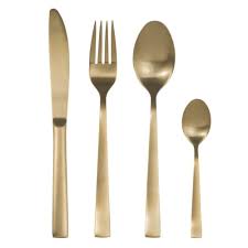 Couverts et vaisselle de table. Coffret 24 Couverts Dores Effet Mat Maisons Du Monde