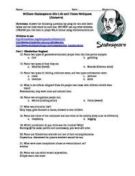 William Shakespeare Webquest Answer Key Webquest Shakespeare William Shakespeare
