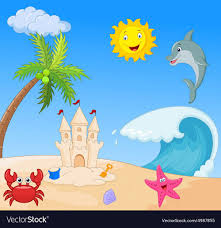 Umbrella beach pictures painting beach life beach scenes photo beach art beach umbrella powerpoint background design background pictures landscape illustration farm cartoon beach. Summer Beach Cartoon Vector Image On Vectorstock Beach Cartoon Cartoons Vector Bird Template