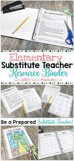 Substitute Teacher Elementary Resource Binder K 6 Sub Lessons Elementary Substitute Teacher Substitute Teacher Elementary Teacher Binder