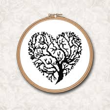 Black And White Silhouette Cross Stitch Patterns Black And White Silhouette Tree In A Heart Shape Counted Cross Colourful Cross Stitch Cross Stitch Cross Stitch Tree