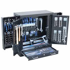 A lovely vintage carpenter's toolbox from the 1970s which has been mounted on vintage original atomic mid century legs. Sp Tools Custom Series Tool Kit 166 Pc Wall Cabinet Sparesbox