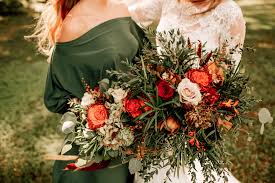 This time of year, leaves are changing colors, flowers are blooming, and fruits and veggies. Bride And Bridesmaid Bouquets By At Last Florals Wedding Flower Inspiration For The C Wedding Colors Red Wedding Inspiration Fall Wedding Flower Inspiration