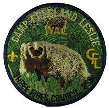 Three Fires Council IL Camp Freeland Leslie Camp Patch BLU Bdr (WY828)