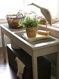 During the day, you can use it as a regular console table with decorative items placed on top. Build A Shutter Console Table Hgtv