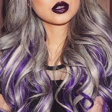 Hair In Gray And Purple Hair Colors Ideas Purple Hair Highlights Hair Color Purple Hair Highlights