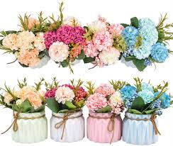 Check spelling or type a new query. Xonor Artificial Flower Plants Pot Mini Fake Hydrangea Flowers In Pot For Home Decor Party Wedding Office Patio Table Desk Decoration Set Of 4 Amazon De Kuche Haushalt