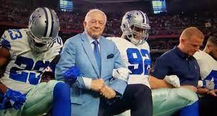 Watch Dallas Cowboys Owner Jerry Jones Takes A Knee Alongside Entire Team In Defiance Of Trump Jennifer Nettles Nfl Tickets Nfl Players