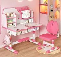 Kids Desk And Chair Set With Bookshelf - Pink Study Table With Bulletin  Board & Storage For Girls