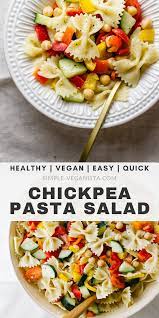 Chickpea Pasta Salad Vegetarian Salad Recipes Healthy Pasta Salad Recipes Clean Eating Pasta