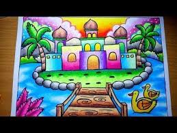 Keren 30 Lukisan Pemandangan Simple Tapi Indah Cara Menggambar Pemandangan Pulau In 2020 Art Drawings For Kids Abstract Pencil Drawings Art Drawings Sketches Simple