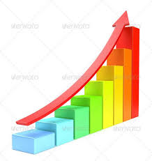 Colorful Growing Bar Chart With Red Arrow 3d Account
