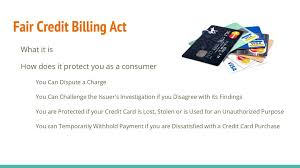 Its purpose is to protect consumers from unfair billing practices and to provide a mechanism for addressing billing errors in open end credit accounts, such as credit card or charge card accounts. Credit Files And Reports Ppt Download