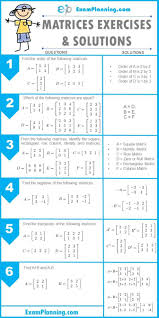 Matrices Exercises And Solutions Examplanning In 2020 Matrices Math Studying Math High School Mathematics