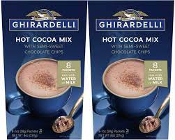Ghirardelli double chocolate hot chocolate pouch. Amazon Com Ghirardelli Hot Cocoa With Semi Sweet Chocolate Chips 2 Boxes With 8 Packets Each Grocery Gourmet Food