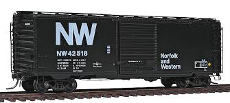Pullman Standard Ps 1 40 Boxcar W 8 Door Ready To Run Norfolk Western 42518 Black 1970s Nw Logo Box Car Model Railroad Model Trains