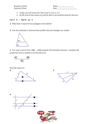 In this article, we will learn about similar. Geometry Unit 6 Name Summary Sheet