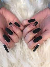 Bliss Nails And Spa Black Almond Nails Black Acrylic Nails Black Acrylic Nail Designs