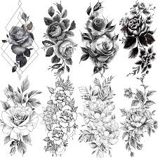 To give movement to the composition, place them in an irregular way and draw some of them that overflow on the basket. Laroi 8 Sheets Vivid Petal 3d Flowers Roses Temporary Tattoos For Adults Women Girls Waterproof Fake Realistic Looking Black Tattoo Stickers For Arms Legs Shoulders Amazon De Beauty