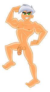 1boy abs biceps big penis bodybuilder danny fenton danny phantom  eyes flaccid flexing green background green eyes hair huge cock male male  only muscle muscles nude pecs penis presenting