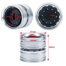 QUPA AM STORE Metal Rear Beadlock Wheels Rims 4PCS for 1/14 Tamiya Truck  Tractor Cargo RC Car, Parts & Accessories