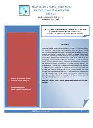 Following schooling in the community language. The Teaching Of Higher Order Thinking Skills Hots In Malaysian Schools Policy And Practices