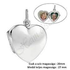Nyitható, fényképtartós szív alakú medál, ezüst ékszer - Női ezüst medálok