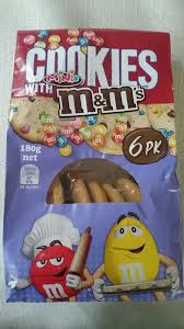M&m double chocolate cookies made with milk, double chocolate chunks, dipped in milk chocolate. Cookies With M Ms M M 6 Pack 180g