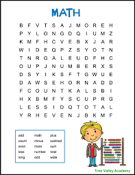 Download these free hidden picture games and use them in class today. Easy Math Word Search For Kids Tree Valley Academy