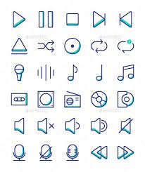 50 Music Player Icon Set Media Icons Icon Set Music Players Icon Set Design