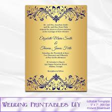Navy And Gold Wedding Invitation Template By Weddingprintablesdiy Silver Wedding Invitations Purple And Silver Wedding Royal Blue Wedding Invitations
