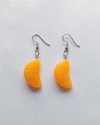 Tangerine Slice Earrings Kawaii Jewelry Kawaii Earrings Pop Etsy Funny Earrings Weird Jewelry Lesbian Jewellery