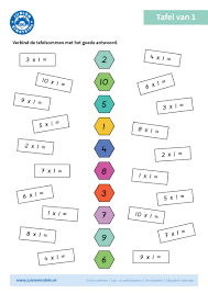 oefen met dit werkblad de tafel van 1 verbind de tafelsommen met het juiste antwoord het is belangrijk o tafels van vermenigvuldiging tafel van 8 tafel van 9