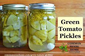 Everything gets sanitized in the water bath (step 7) anyway, so this just h. Green Tomato Pickles Easy Pickled Green Tomato Recipe For Canning