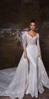 Long Sleeves Heavy Embellishment Fit And Flare Wedding Dress Detachable Skirt Cr Royal Wedding Dress Designer Wedding Dresses Wedding Dress Detachable Skirt