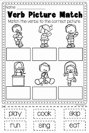 Worksheets For Kindergarten Grammar In 2020 Verb Worksheets Verb Activities For First Grade Action Verbs Worksheet