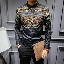 Black And Gold Dress Shirt 2019 Mens Gold Shirts Social Club Shirt Autumn Luxury Baroquedresslliy Mens Designer Shirts Fashion Suits For Men Mens Shirts