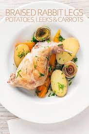 Braised Rabbit Leg With Leeks And Carrot Recipe Rabbit Legs Recipe Cooking Dinner Recipes