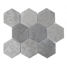 The variance is what traditionally, the color grout used for hydraulic cement floor tiles is light gray cement. Hexagon Cement Mix Mosaic 9 5cm X 9 5cm 29 5cm X 25 6cm Wall Floor Tile