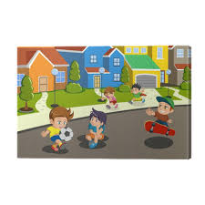 Blog letra nueva) la habana, cuba. Cuadro En Lienzo Ninos Jugando En La Calle De Un Barrio Suburbano Pixers Vivimos Para Cambiar