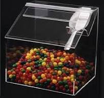 Clear Acrylic Candy Bin w/Vertical Scoop Holder